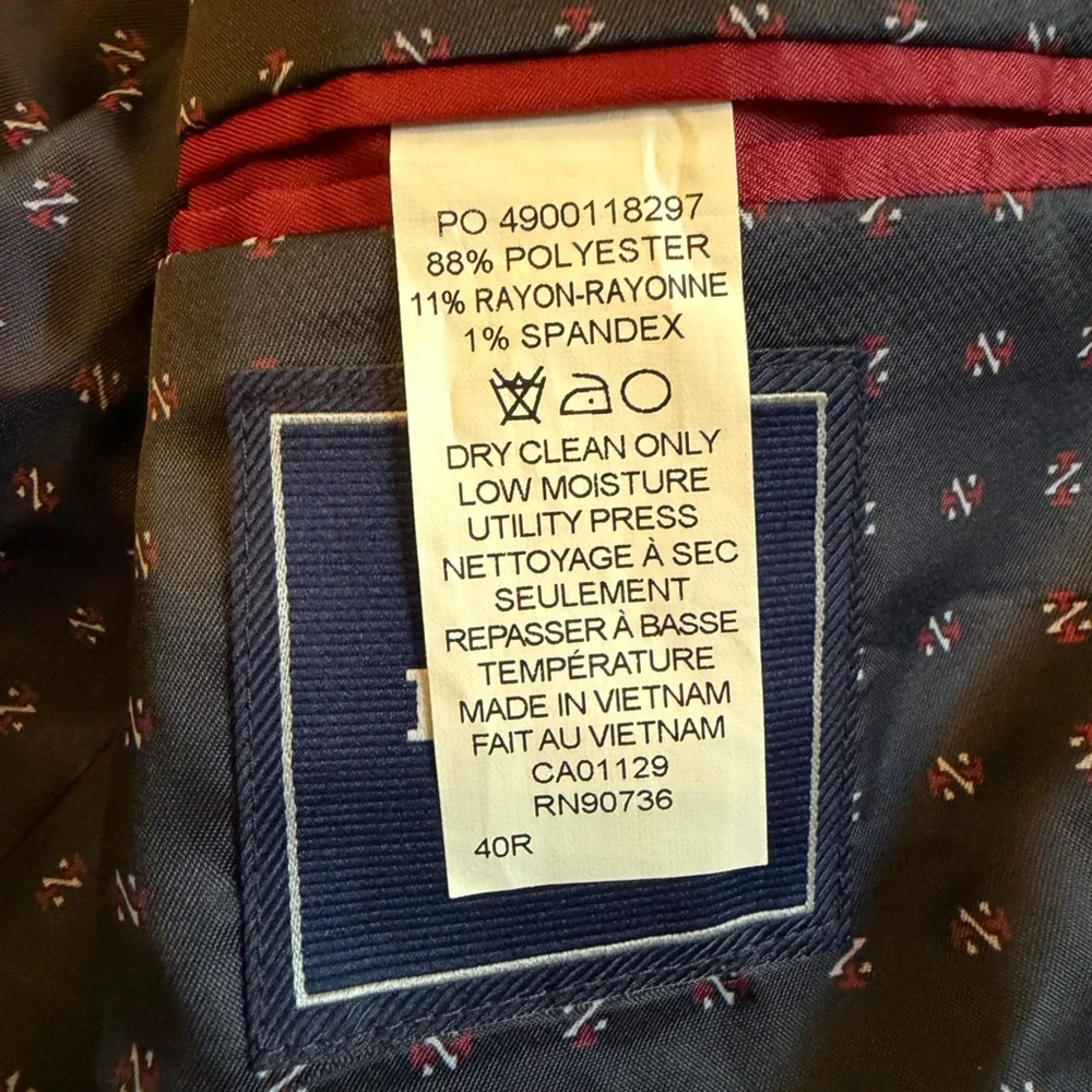 NWT IZOD Charcoal Grey Suit Blazer Jacket Sz 40 R - Picture 7 of 10